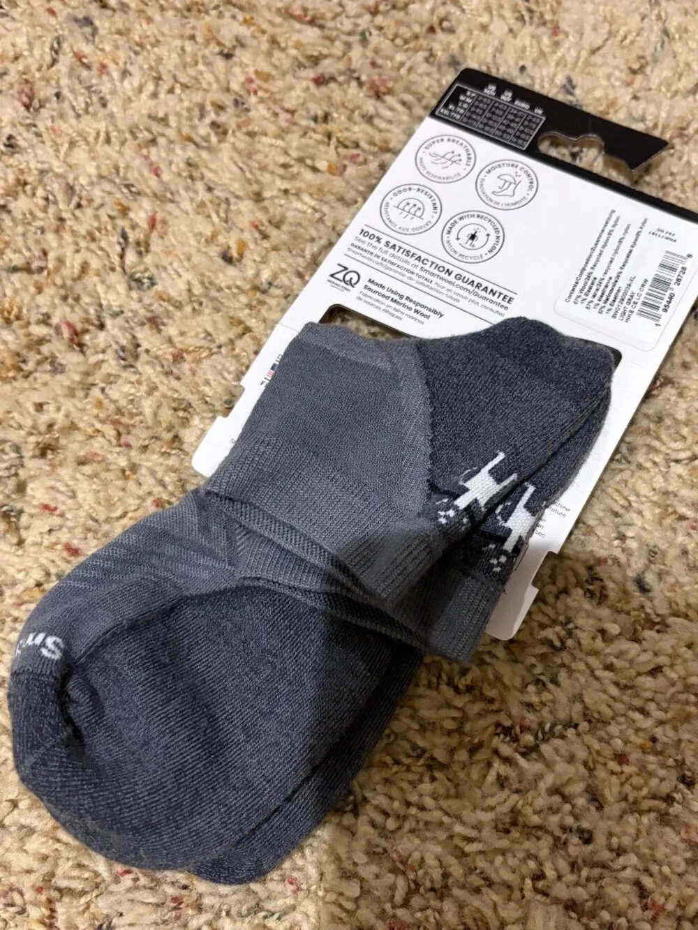 Smartwool Hike Classic Edition Crew Height Light Cushion Wool Socks Gray XL